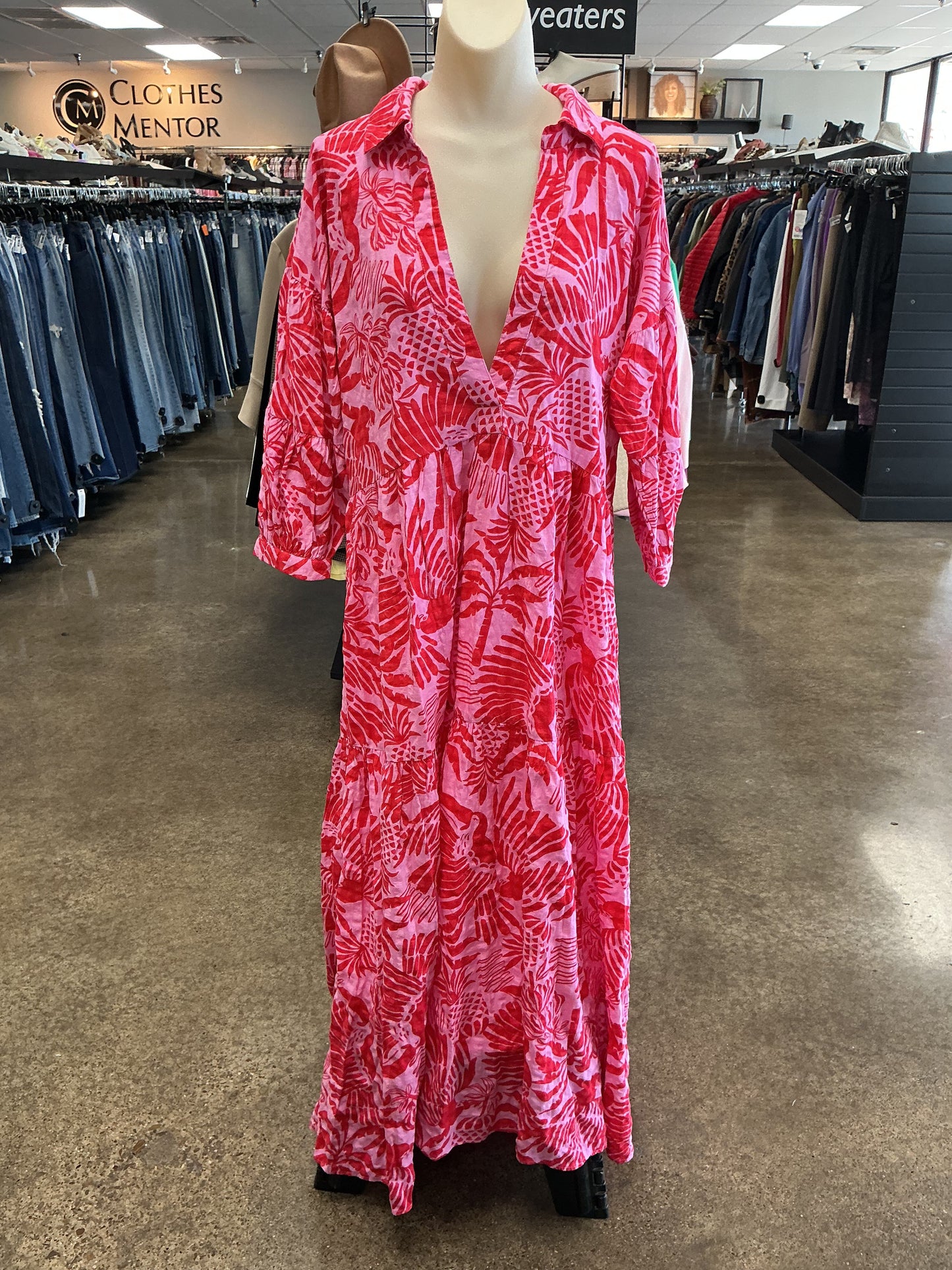 Dress Casual Maxi By Anthropologie In Pink & Red, Size:S