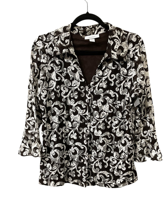 Top Ls By Dressbarn In Brown & White, Size:L