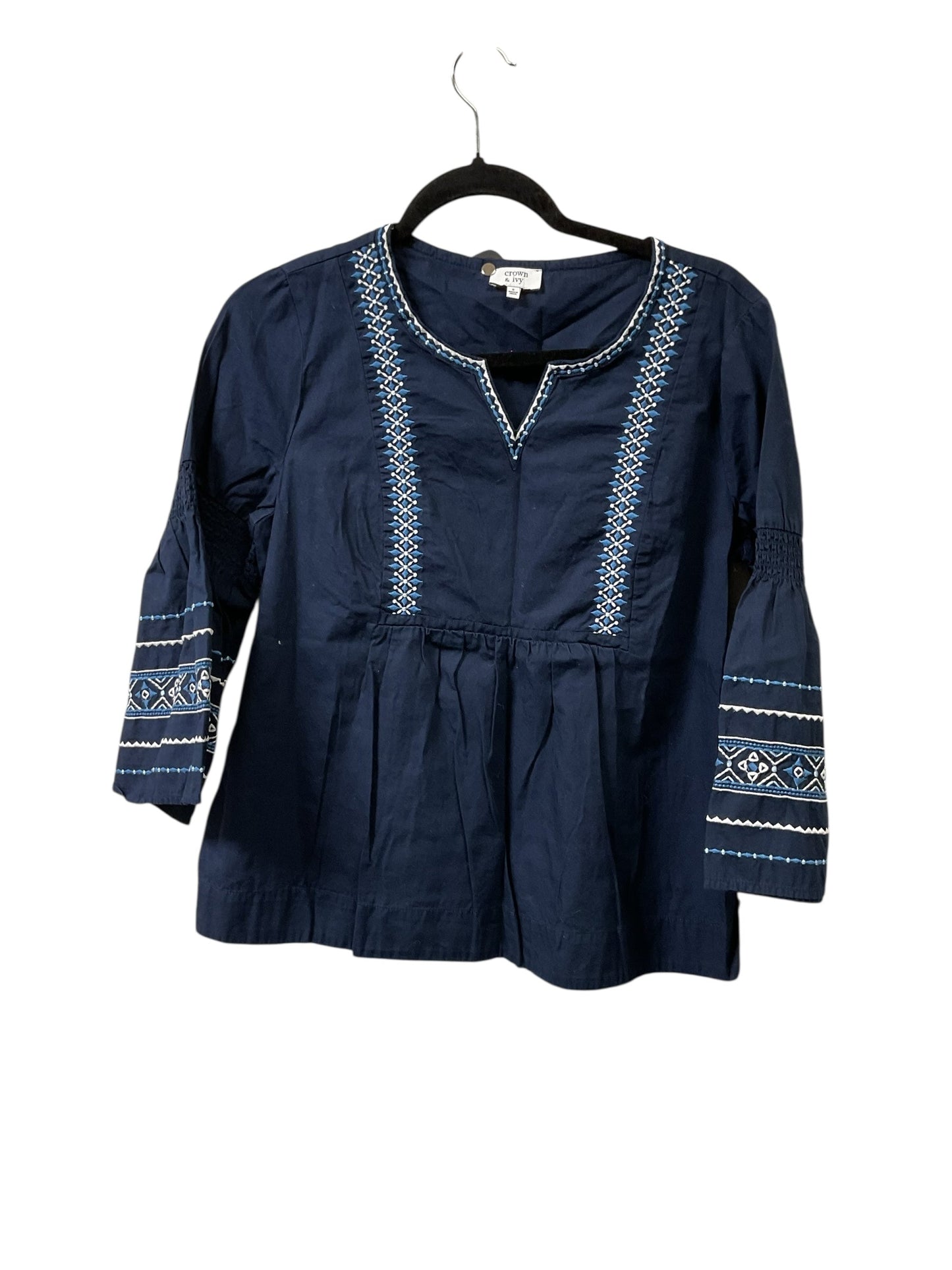 Top 3/4 Sleeve By Crown And Ivy In Navy, Size:S