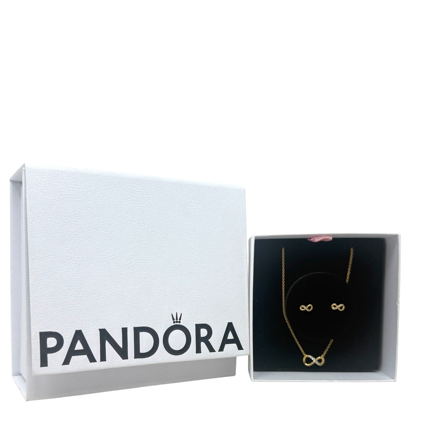 Sparkling Pavé CZ Infinity Collier Necklace In 14K Gold Over Sterling Silver By Pandora