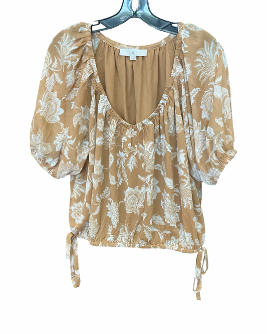 Top Ss By Loft In Cream & Tan, Size:L