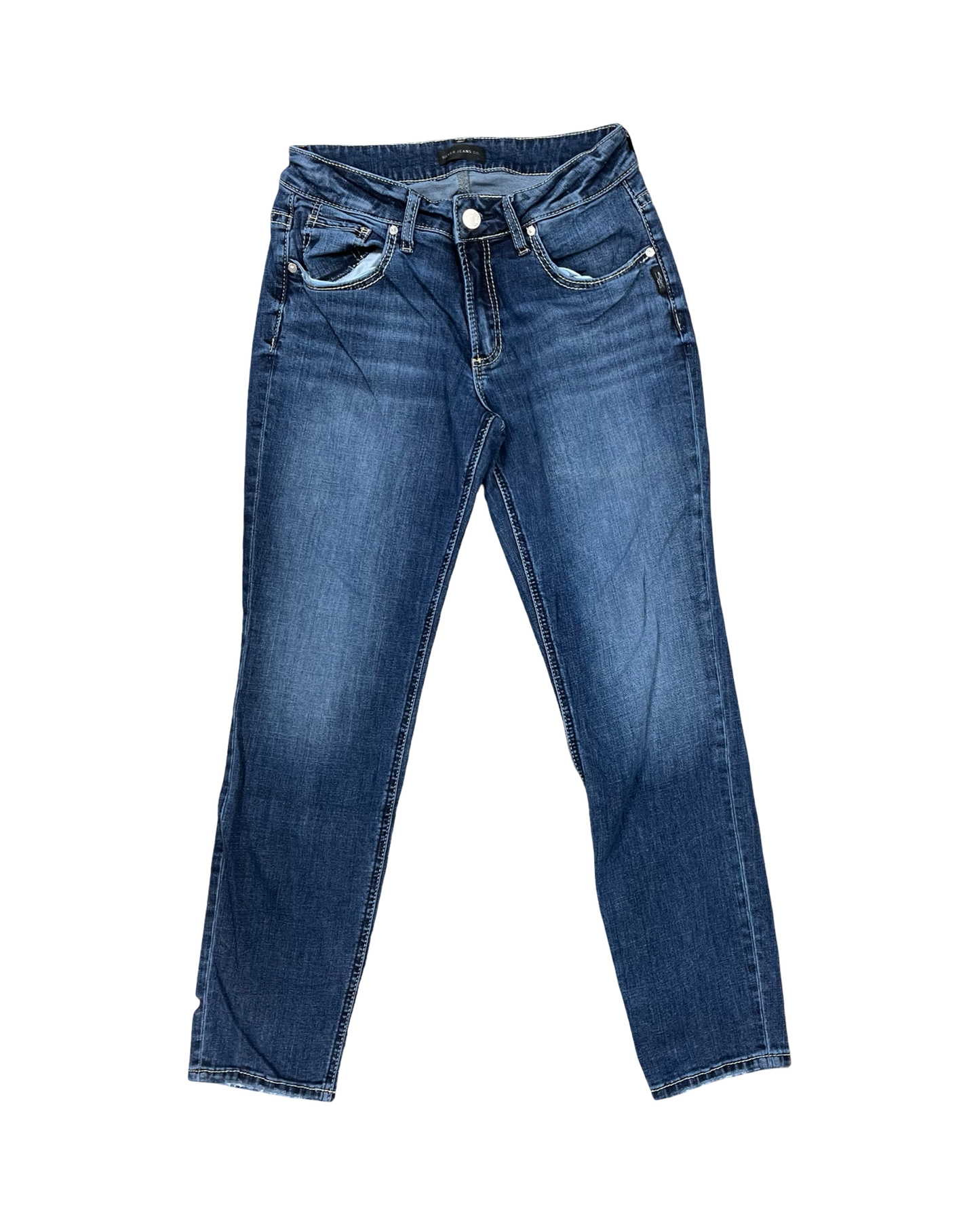 Jeans Straight By Silver In Blue Denim, Size:8