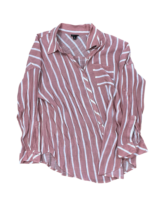 Blouse Ls By Torrid In Pink & White, Size:L