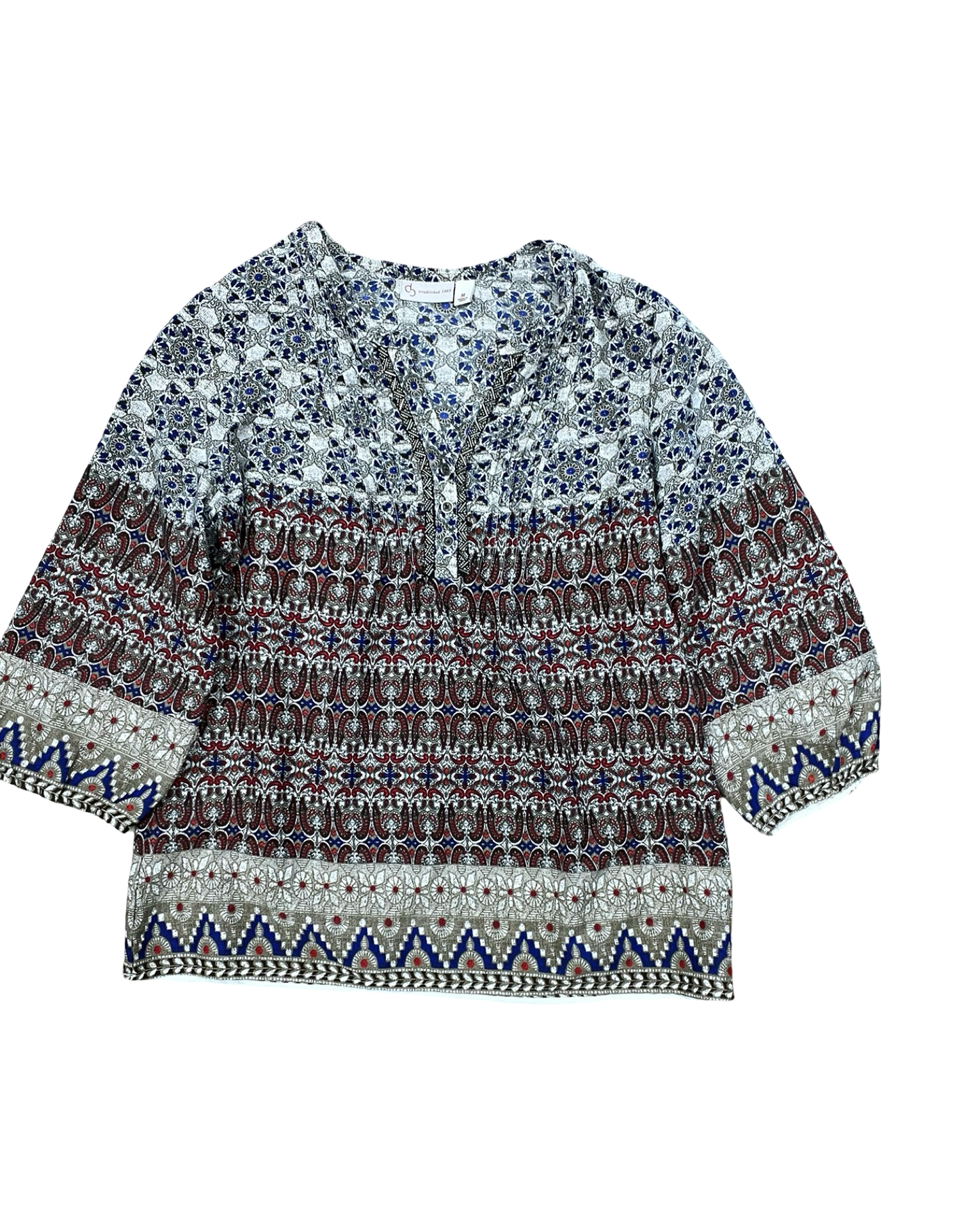 Top Ls By Clothes Mentor In Blue & Cream, Size:M