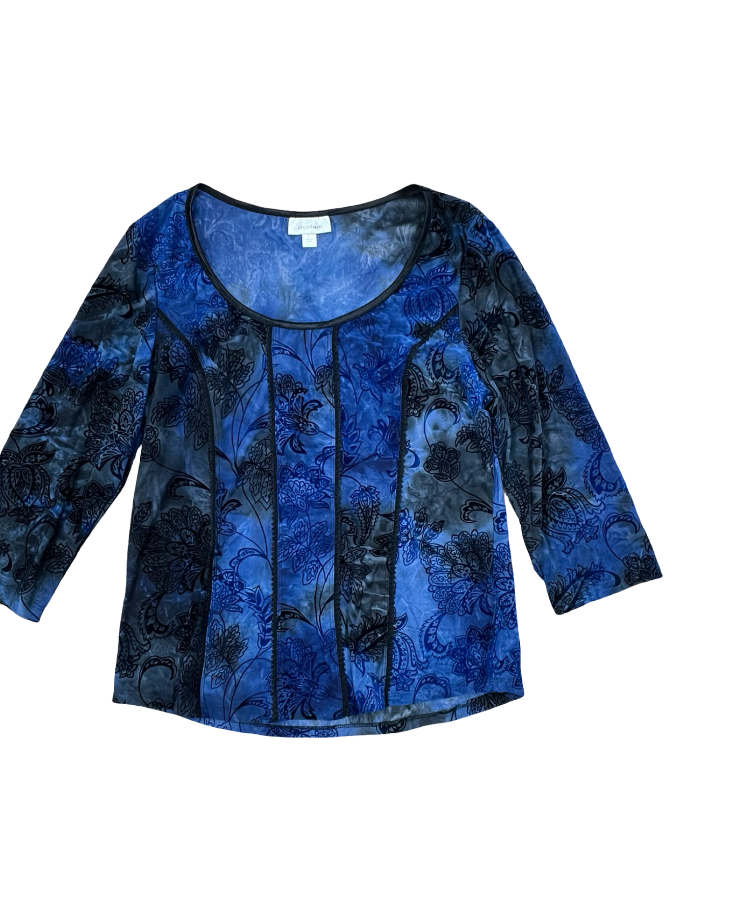 Top Ls By Dressbarn In Black & Blue, Size:L