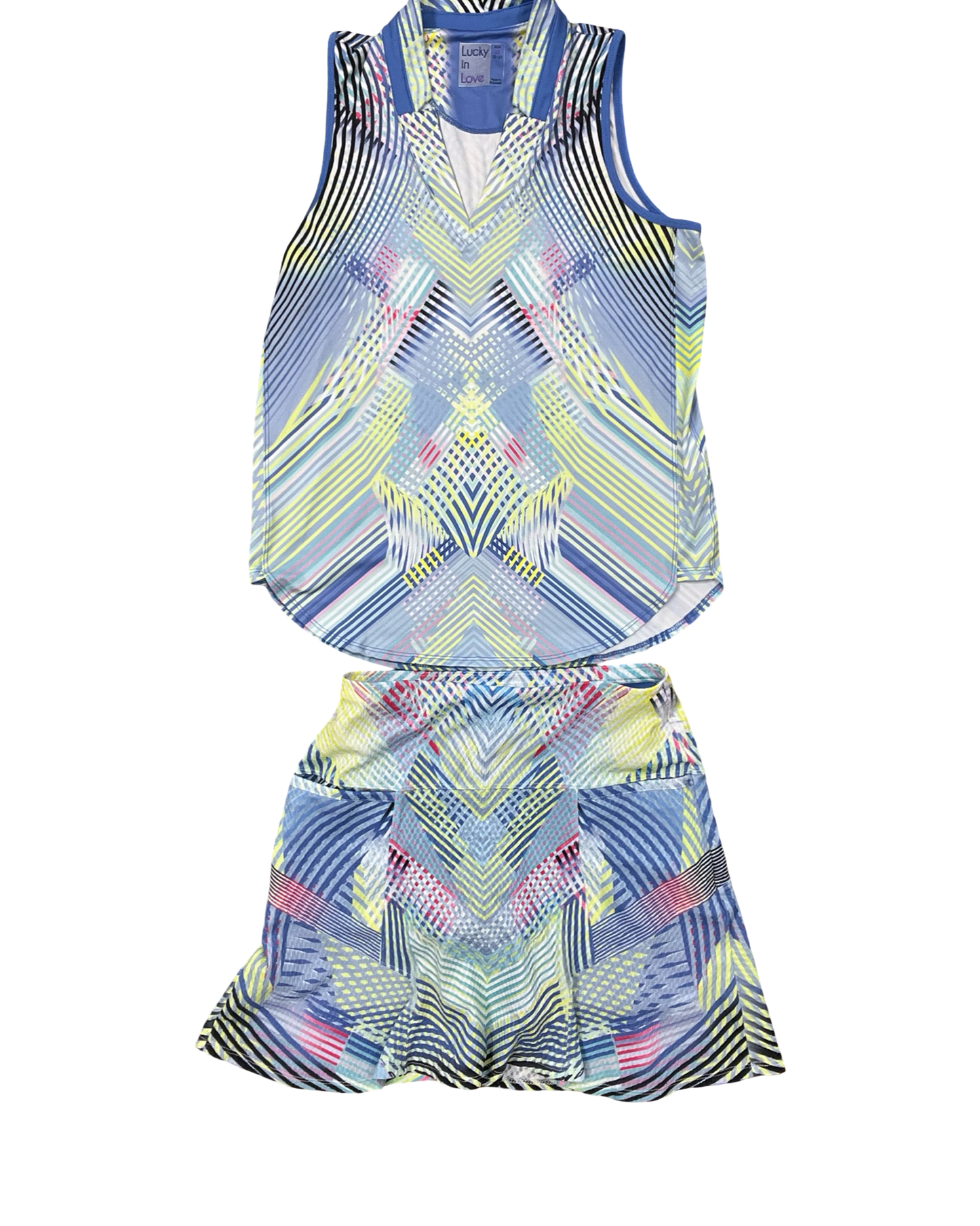 Lounge Set Shorts By Lucky In Love In Blue & Yellow, Size:Xs