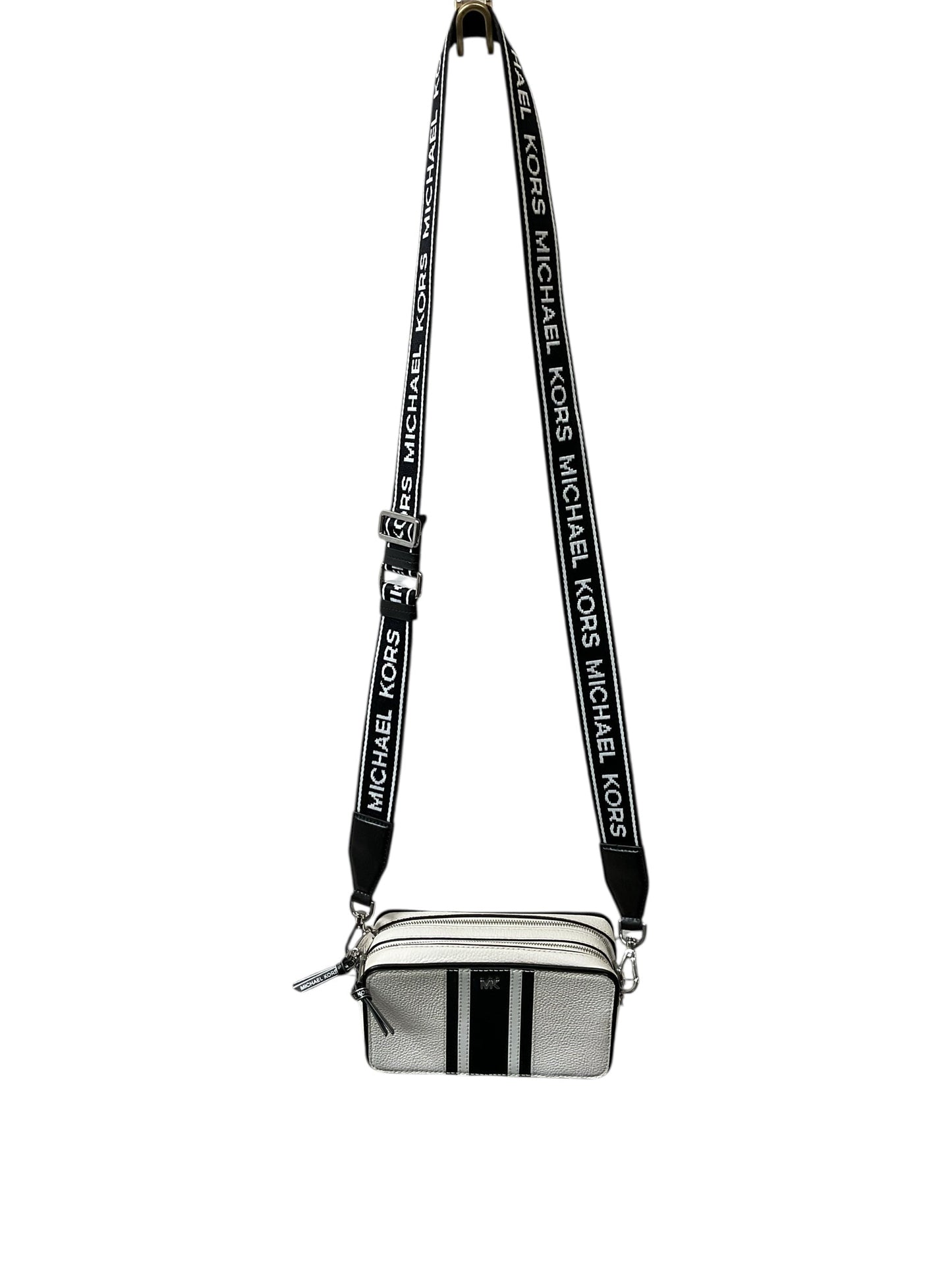 Crossbody Designer By Michael Kors In Black & White, Size:Small