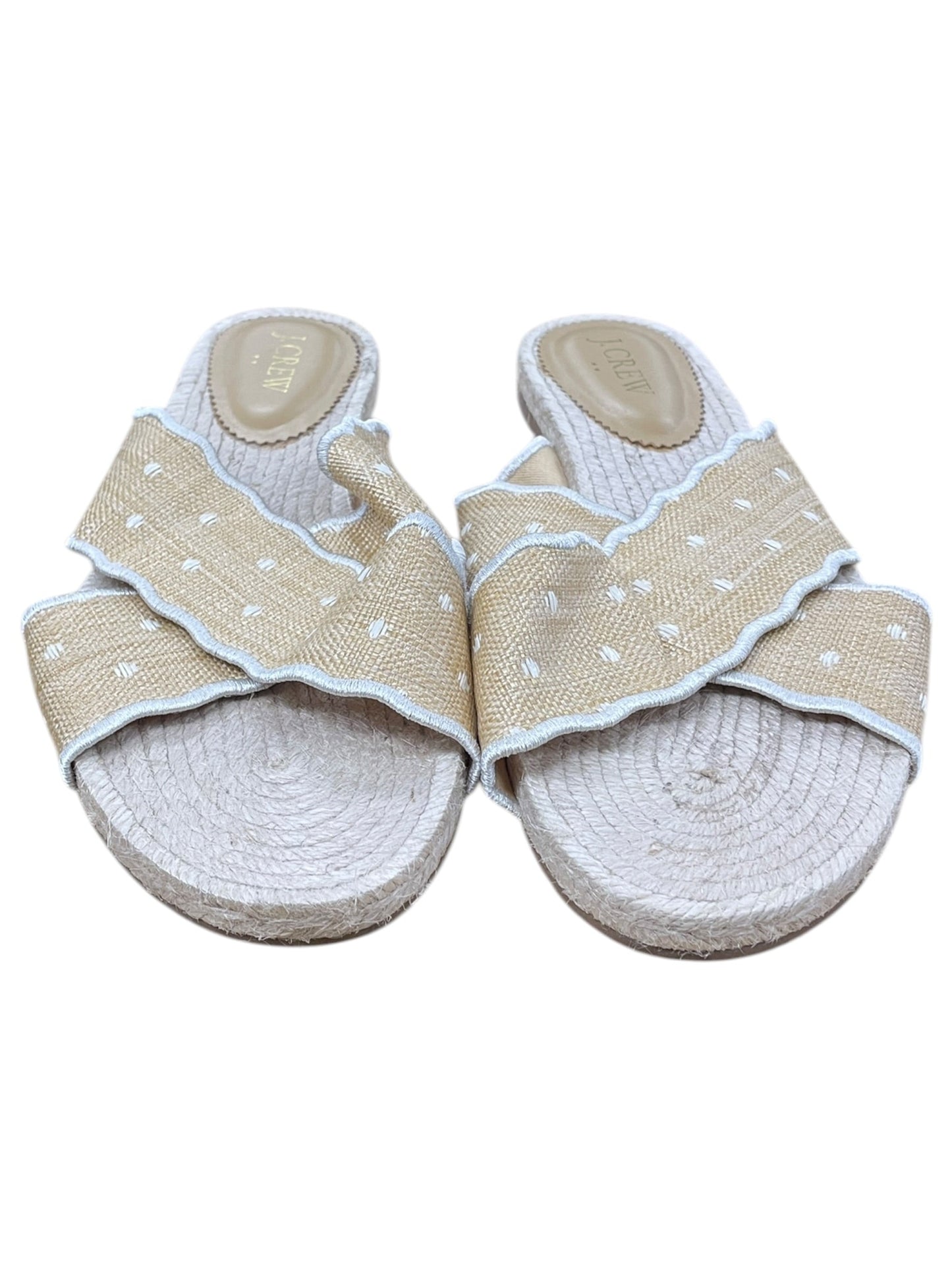 Sandals Flats By J. Crew In Tan & White, Size:9