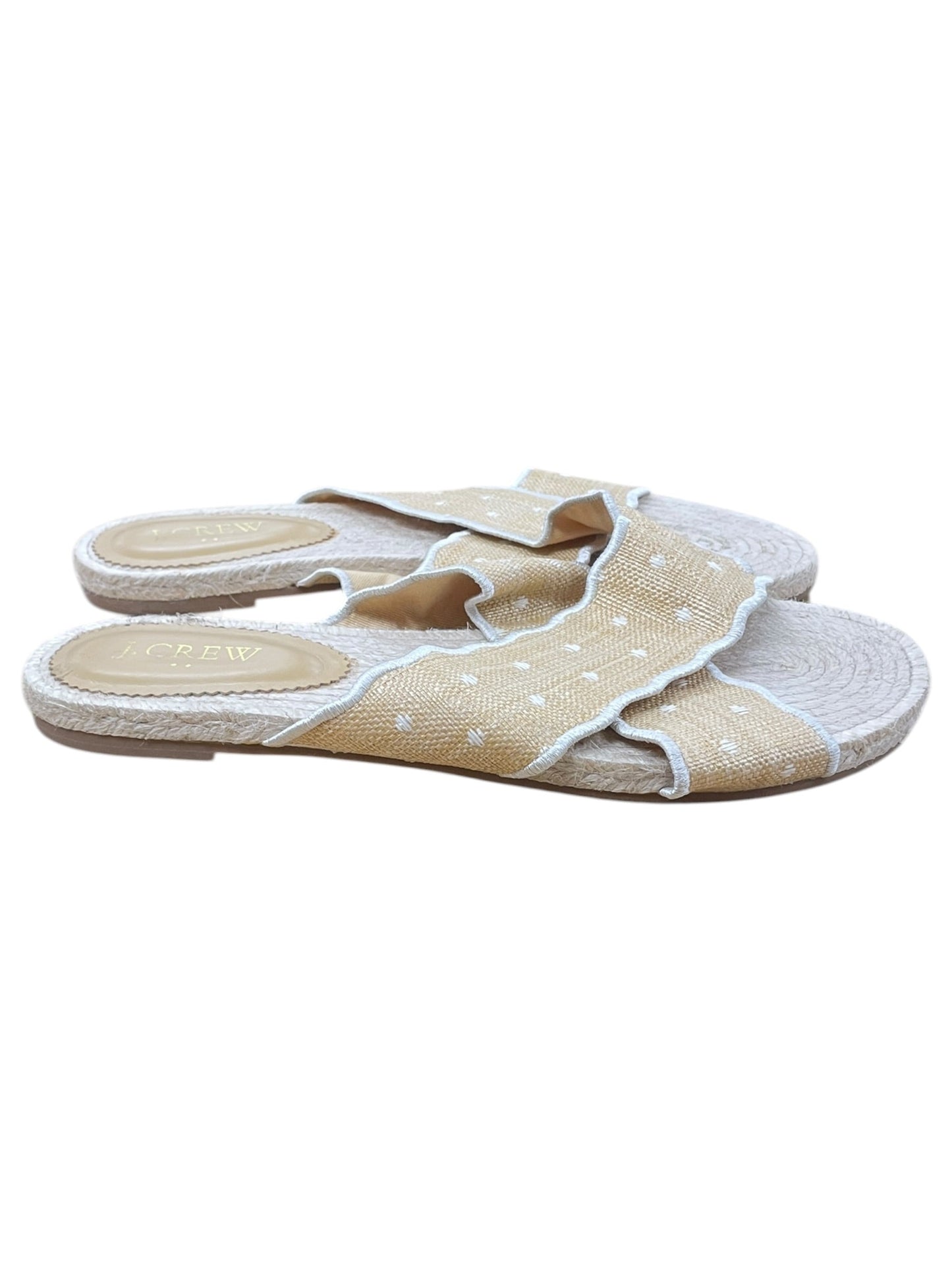 Sandals Flats By J. Crew In Tan & White, Size:9