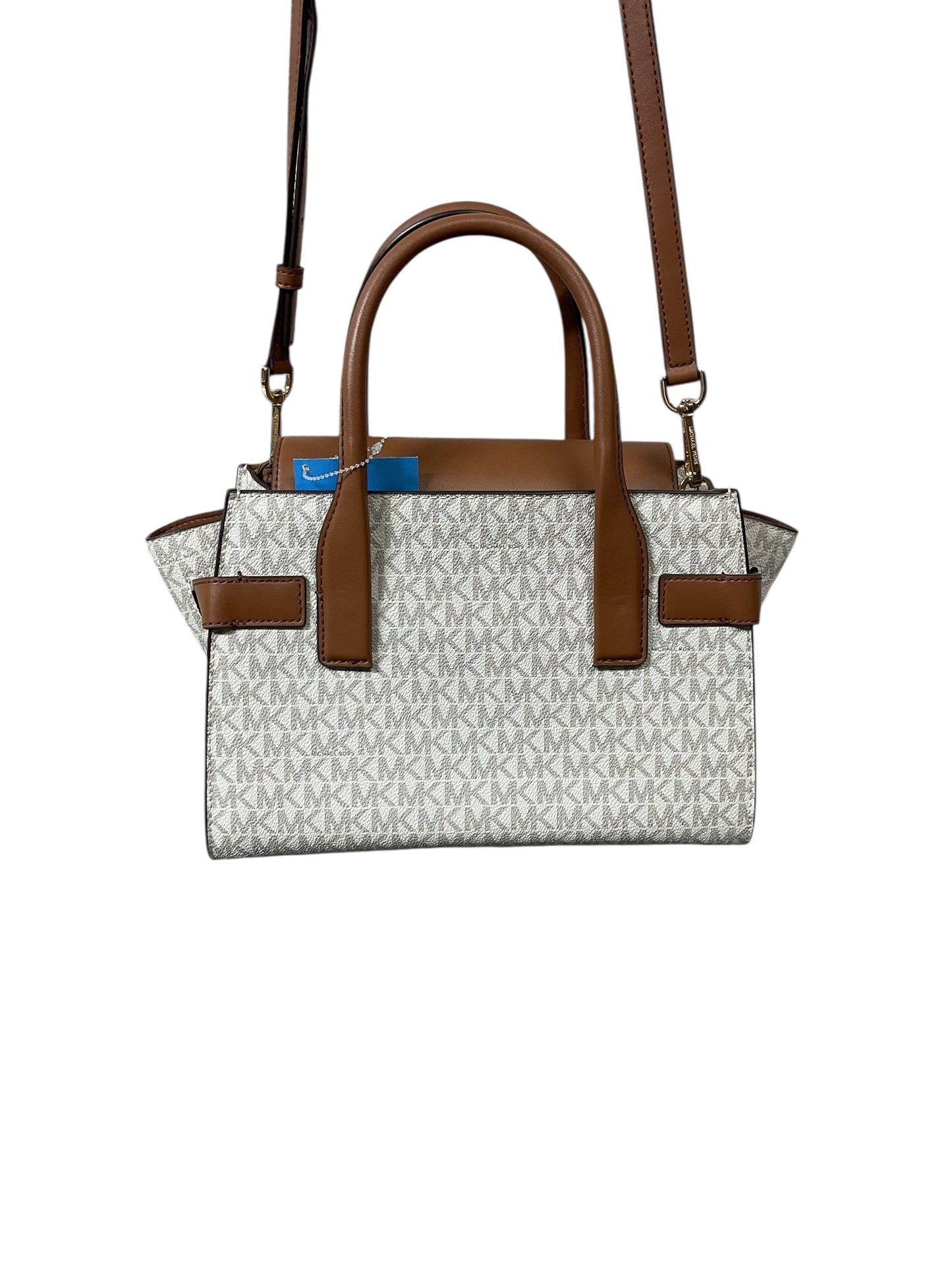Handbag Designer By Michael Kors In Brown & White, Size:Medium