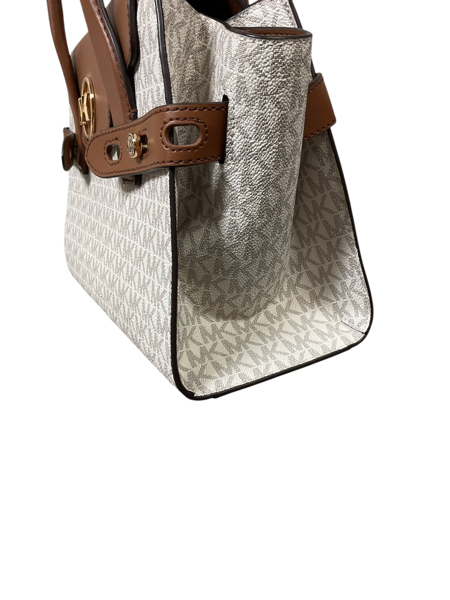 Handbag Designer By Michael Kors In Brown & White, Size:Medium