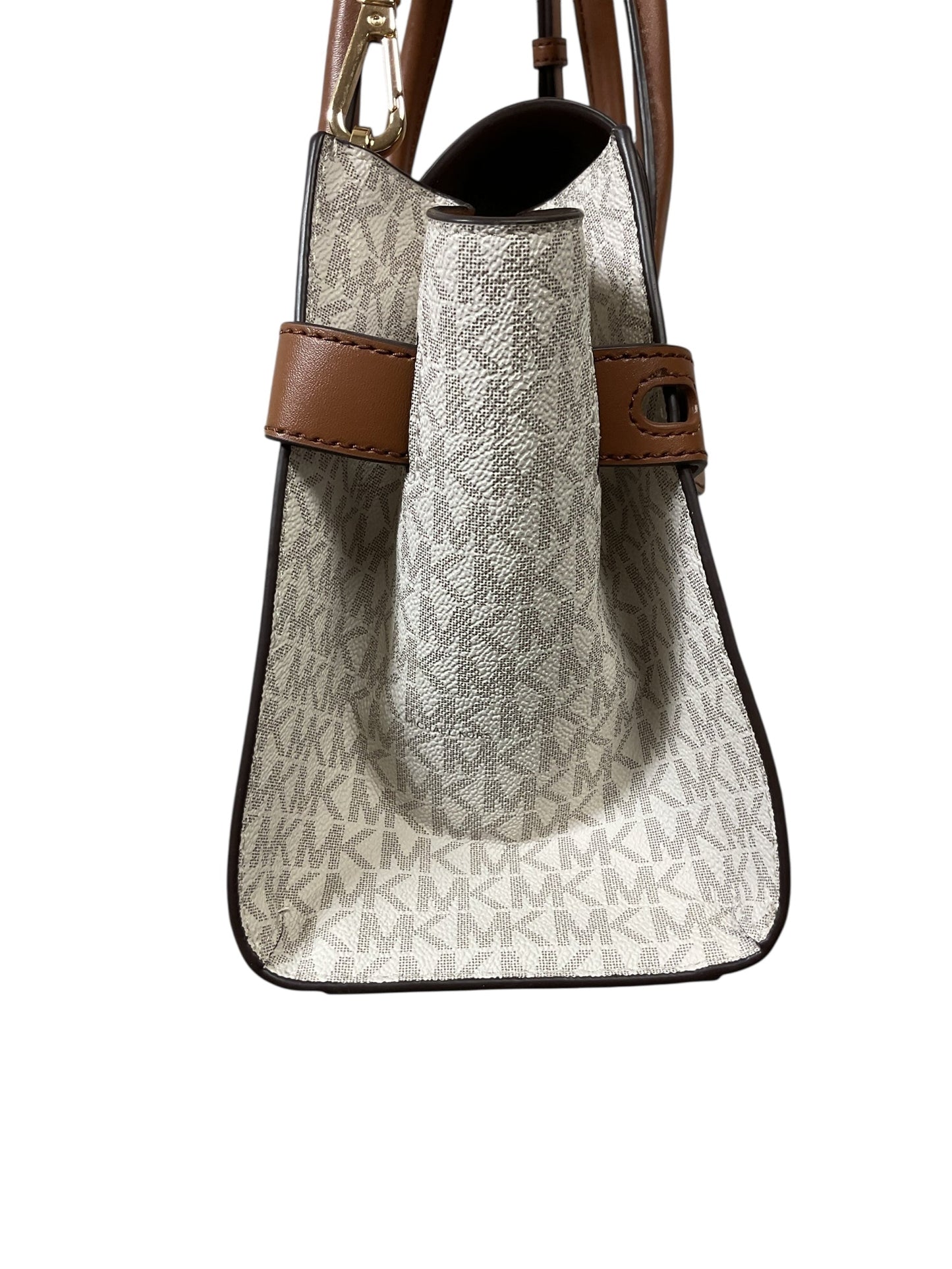Handbag Designer By Michael Kors In Brown & White, Size:Medium