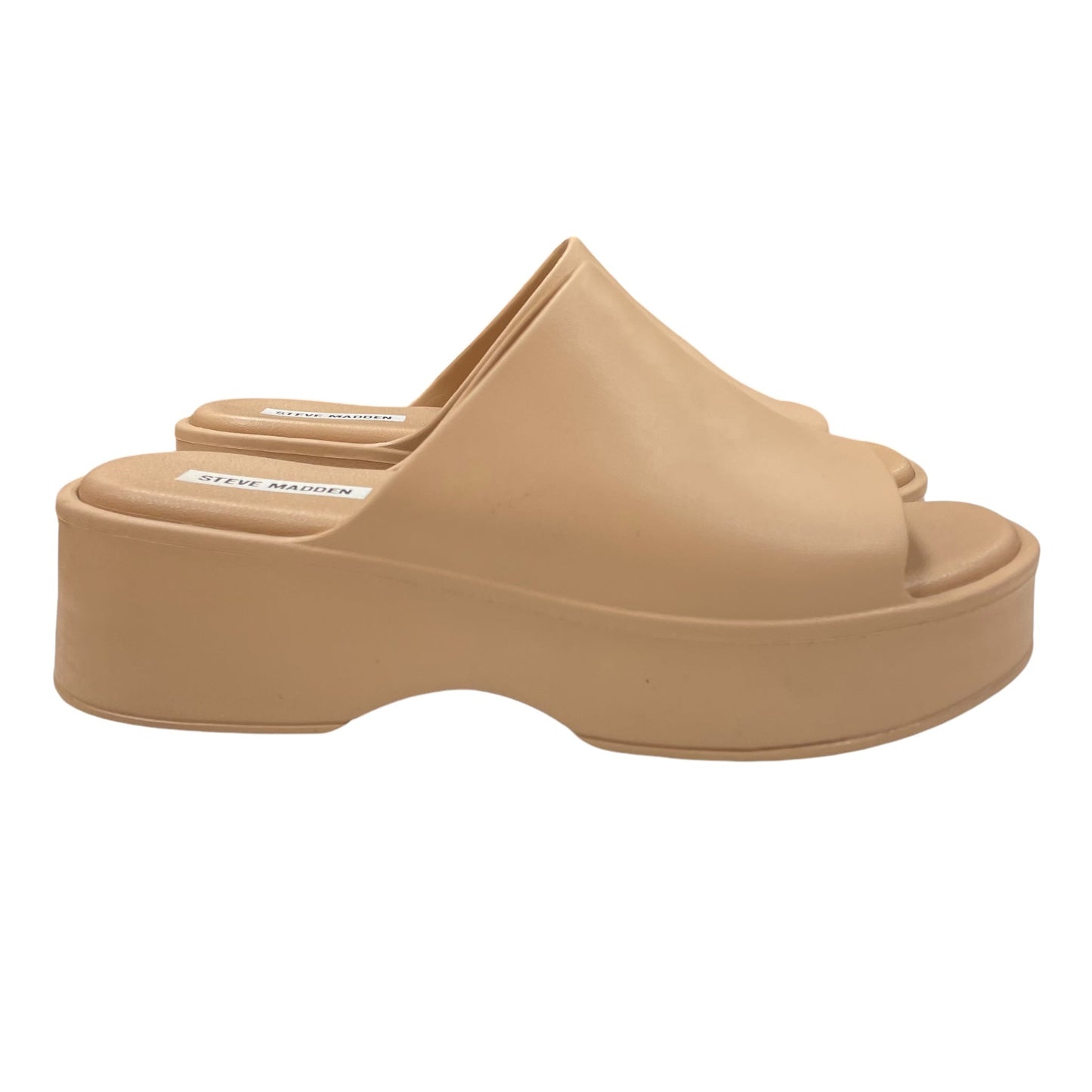 Sandals Heels Platform By Steve Madden In Tan, Size:11