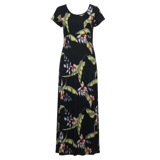 Vintage Silk Dress Casual Maxi By Tommy Bahama In Tropical Print, Size: 8