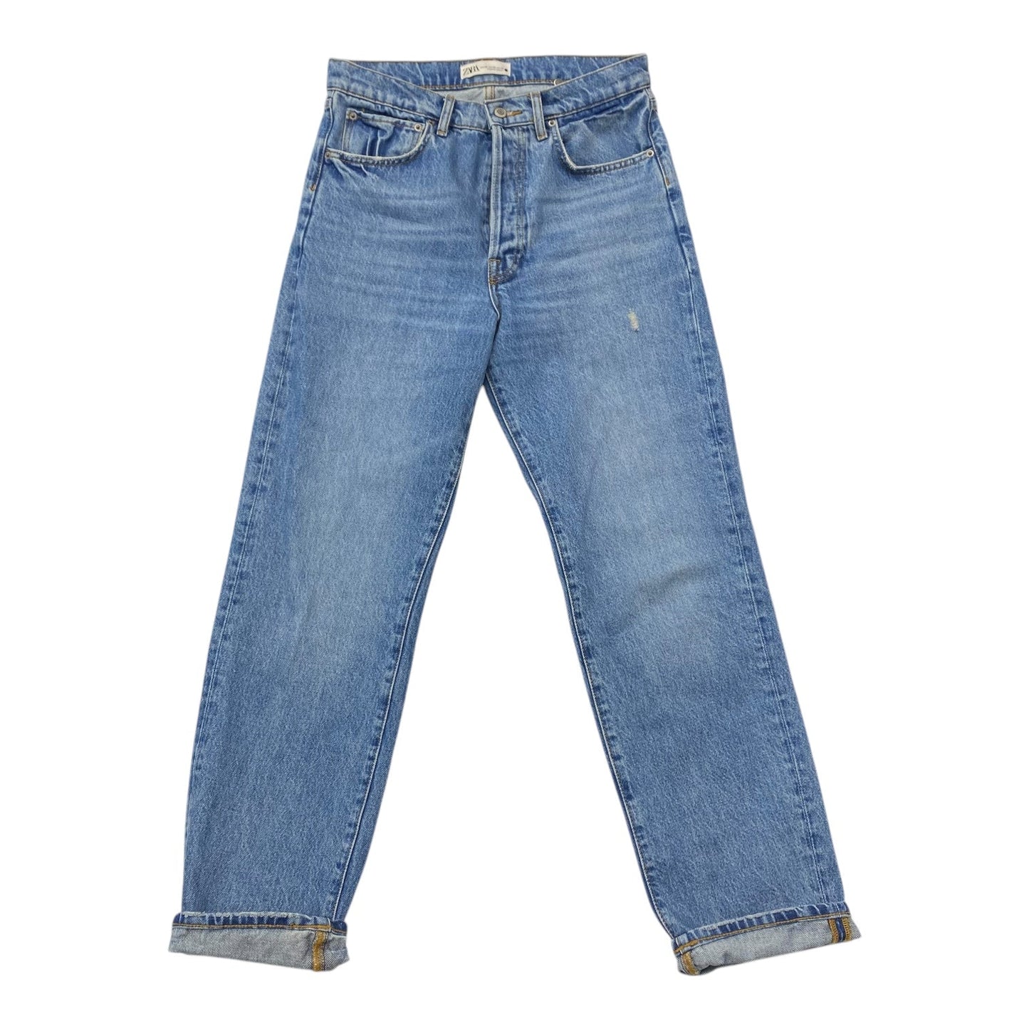 Jeans Wide Leg By Zara In Blue Denim, Size:4