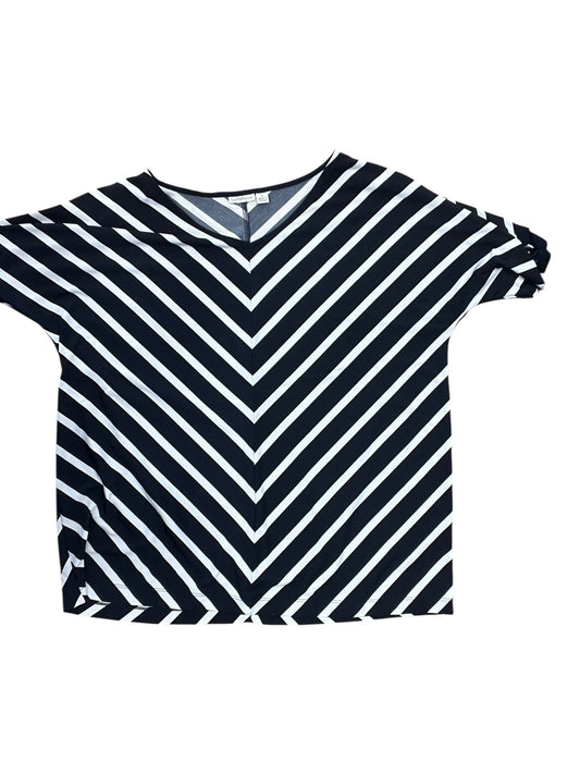 Blouse Ss By Croft And Barrow In Blue & White, Size:L