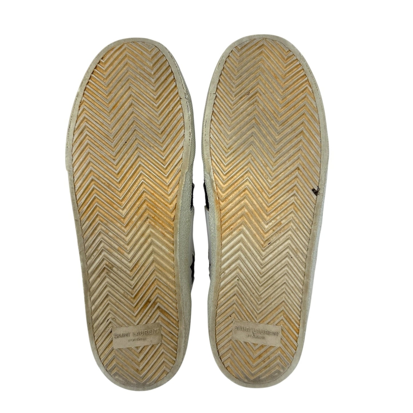 Court Classic Sea, Sex & Sun Sneakers Luxury Designer By Yves Saint Laurent In Tropical Print, Size: 9