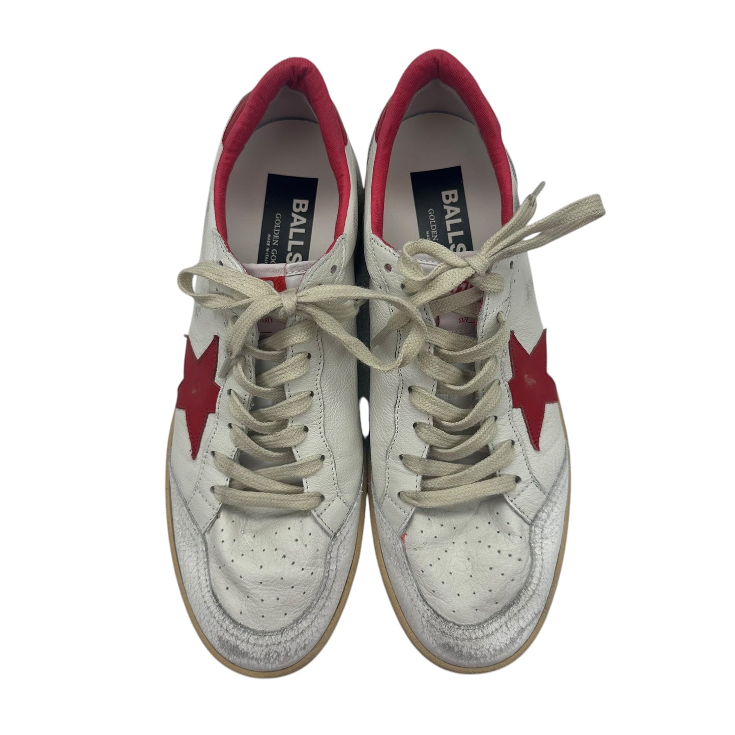 SHOES LUXURY DESIGNER by GOLDEN GOOSE In CREAM & RED, Size: 9.5