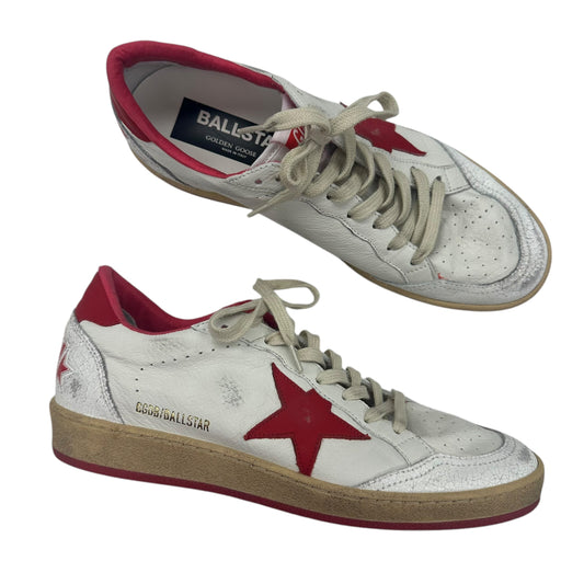 SHOES LUXURY DESIGNER by GOLDEN GOOSE In CREAM & RED, Size: 9.5