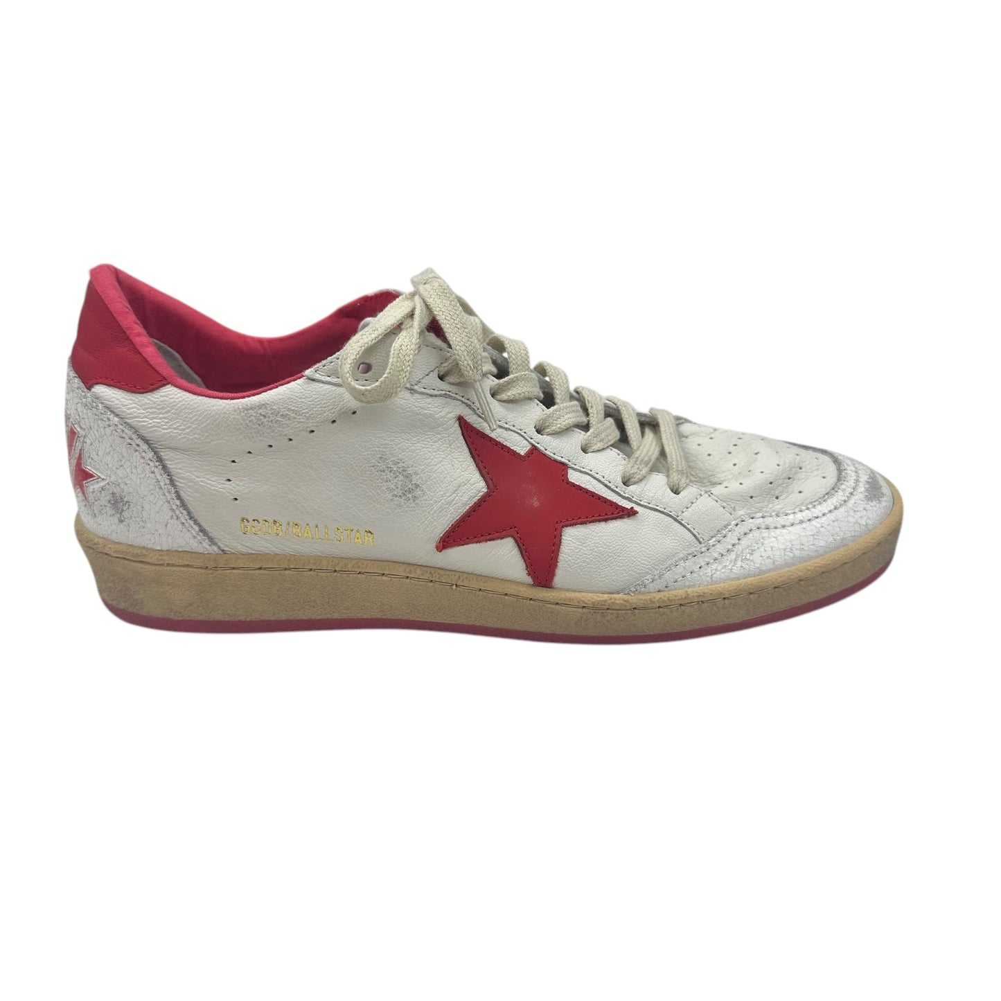 SHOES LUXURY DESIGNER by GOLDEN GOOSE In CREAM & RED, Size: 9.5