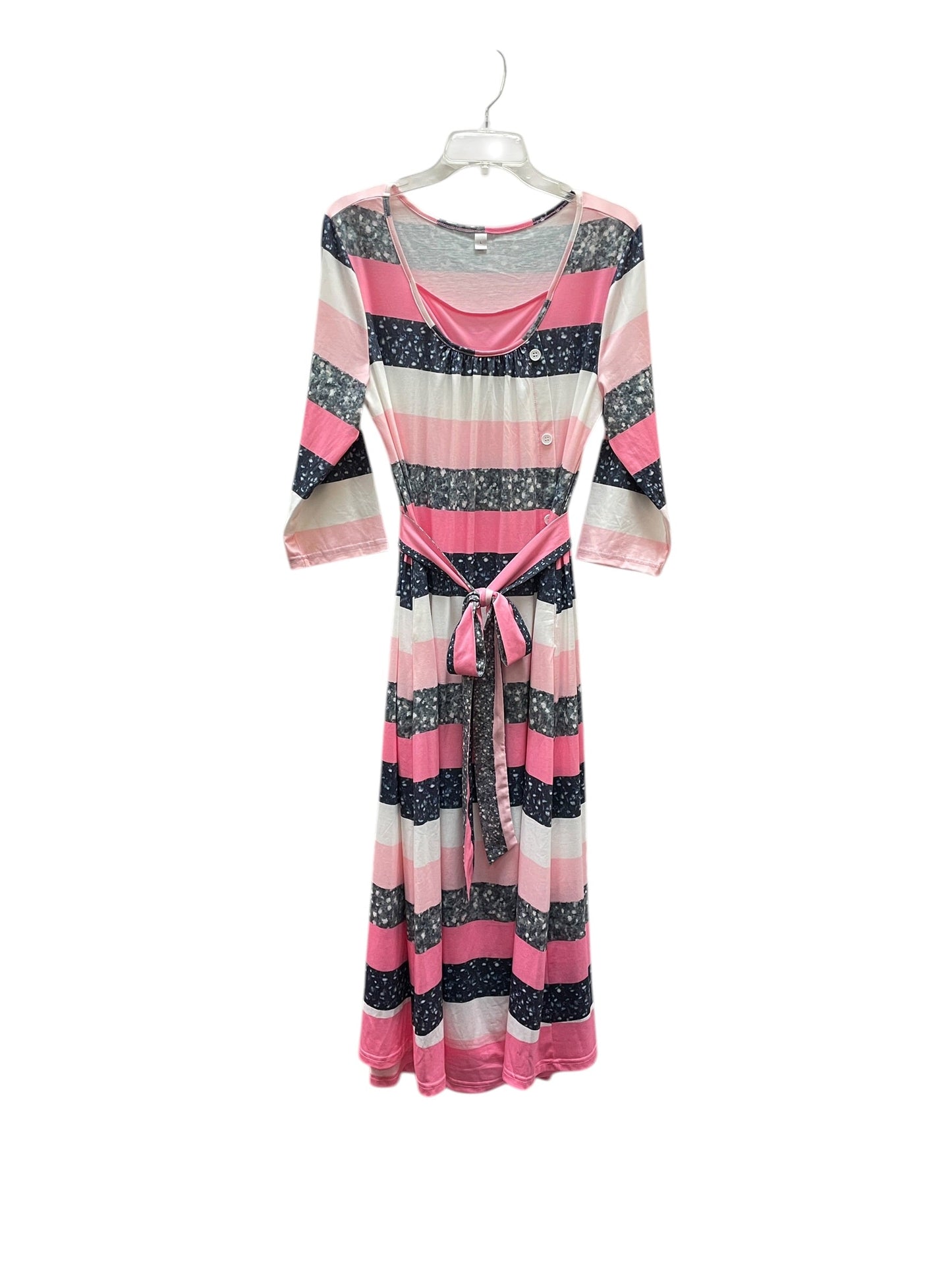 Dress Casual Maxi By Clothes Mentor In Pink & White, Size:L