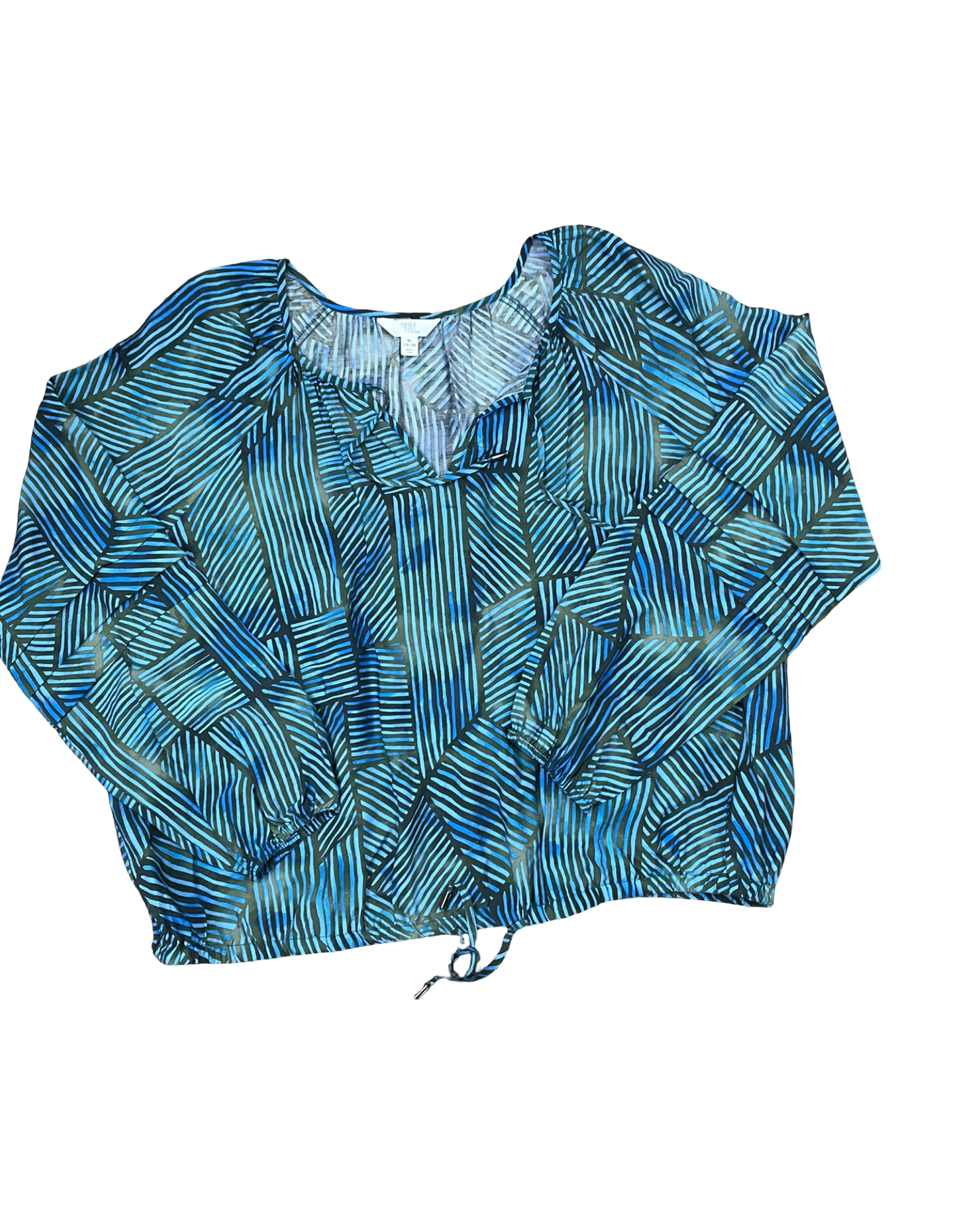 Top Ls By Time And Tru In Blue & Green, Size:Xl
