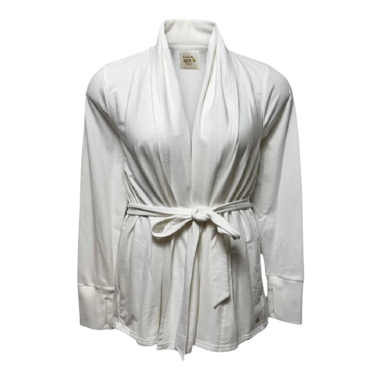 Caspian Wrap Sweater Cardigan Designer By Luxletic by Lilly Pulitzer In Resort White, Size: L
