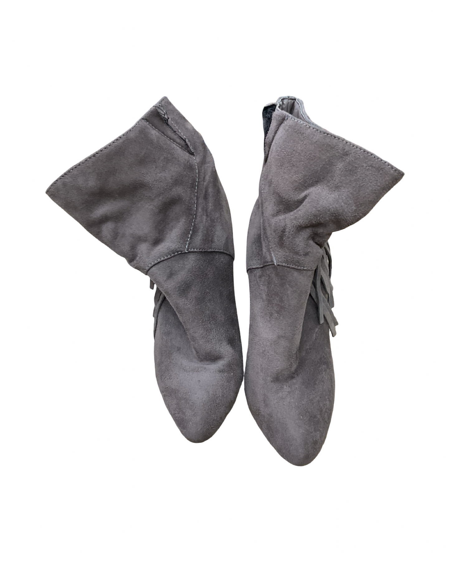 Boots Ankle Heels By Clothes Mentor In Grey, Size:6