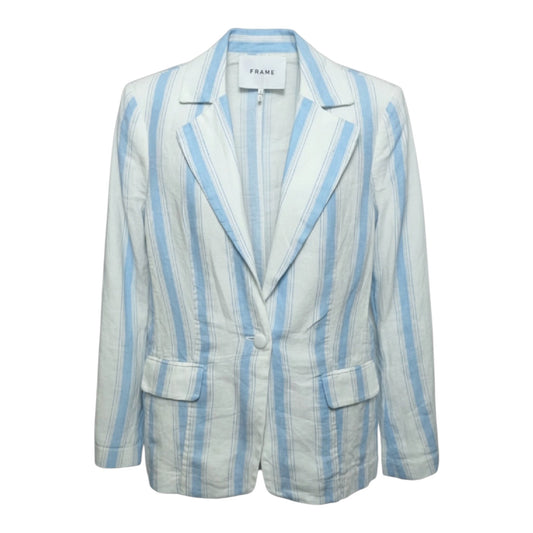 Classic Stripe Linen Blazer By Frame In Striped Pattern, Size: 4