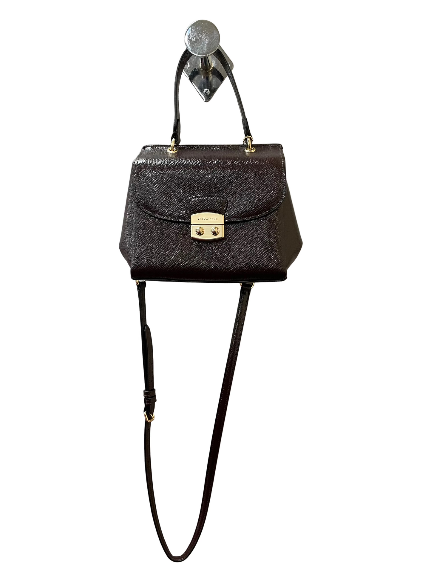 Crossbody Designer By Coach In Maroon, Size:Small