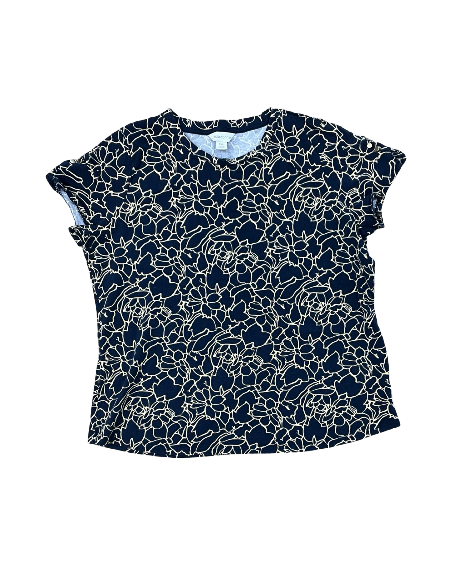 Top Ss By Liz Claiborne In Blue & Cream, Size:1X