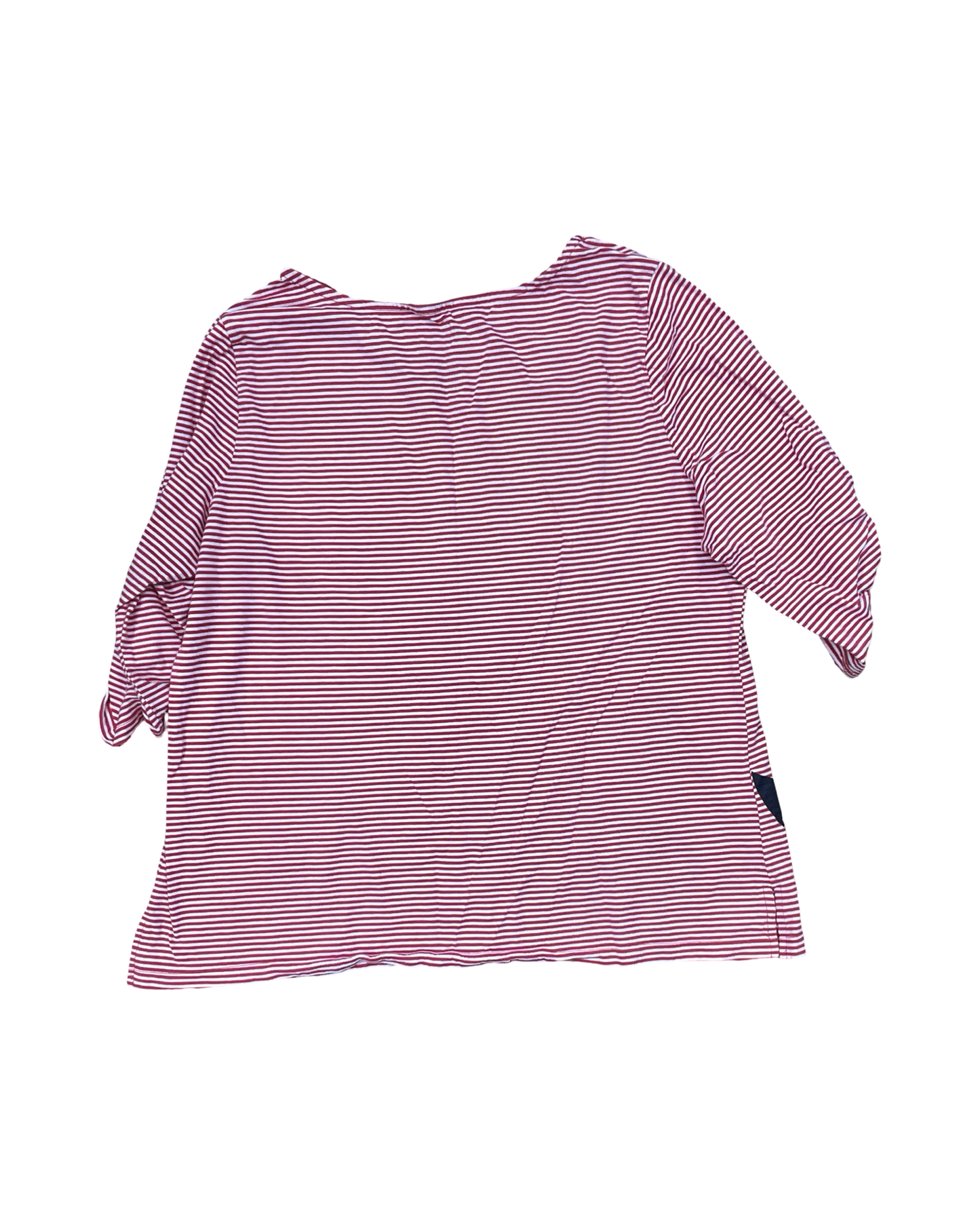 Top 3/4 Sleeve By St Johns Bay In Red & White, Size:2X