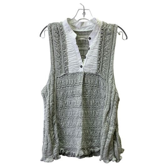 Top Sleeveless By Anthropologie In Grey & White, Size:3X