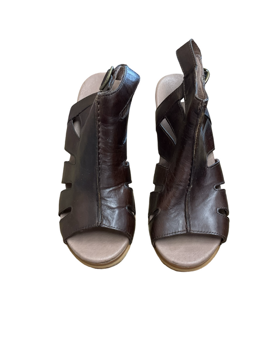 Sandals Heels Block By Dansko In Brown, Size:9.5
