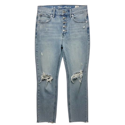 Button Fly Distressed Jeans Boyfriend By We The Free In Blue Denim, Size: 2