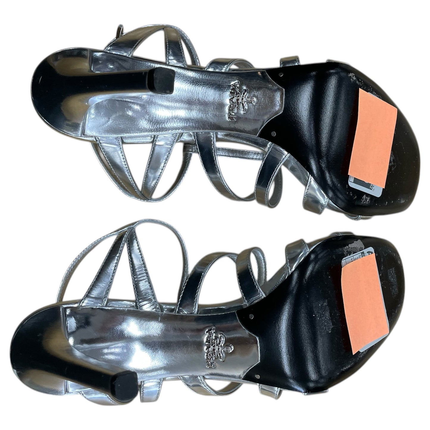 Sandals Luxury Designer By Prada In Silver, Size:10