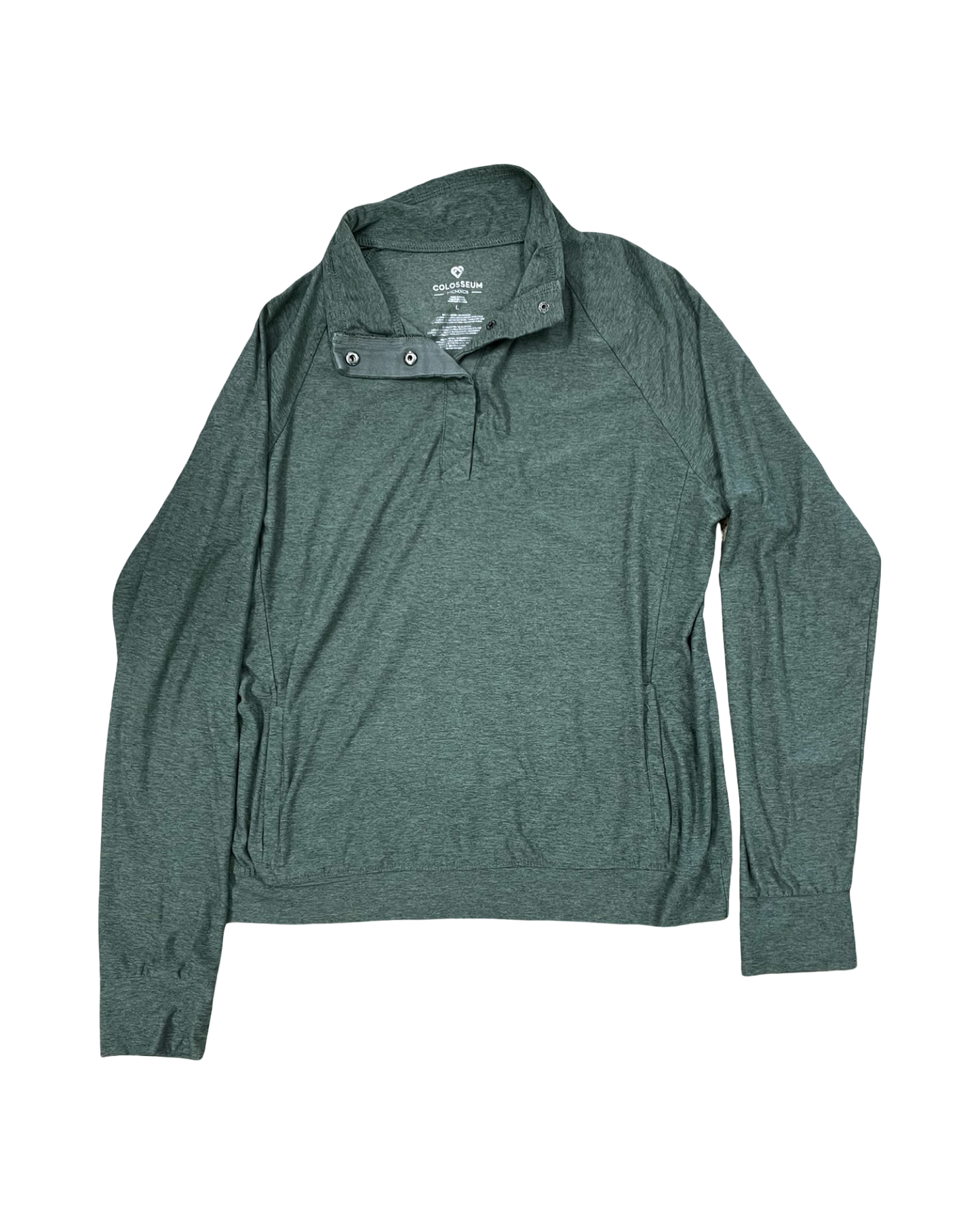 Athletic Top Ls Collar By Colosseum In Green, Size:L
