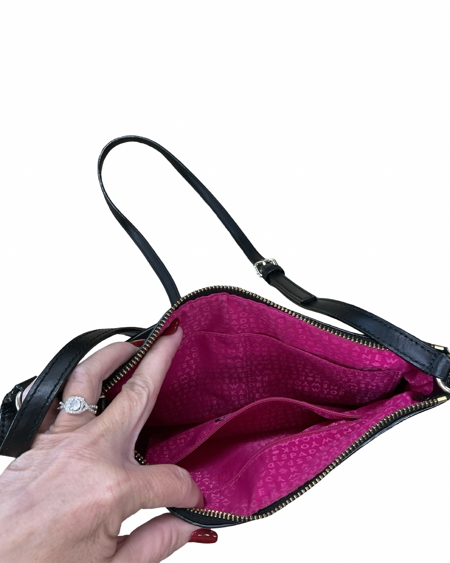 Crossbody Designer By Kate Spade In Black & White, Size:Medium