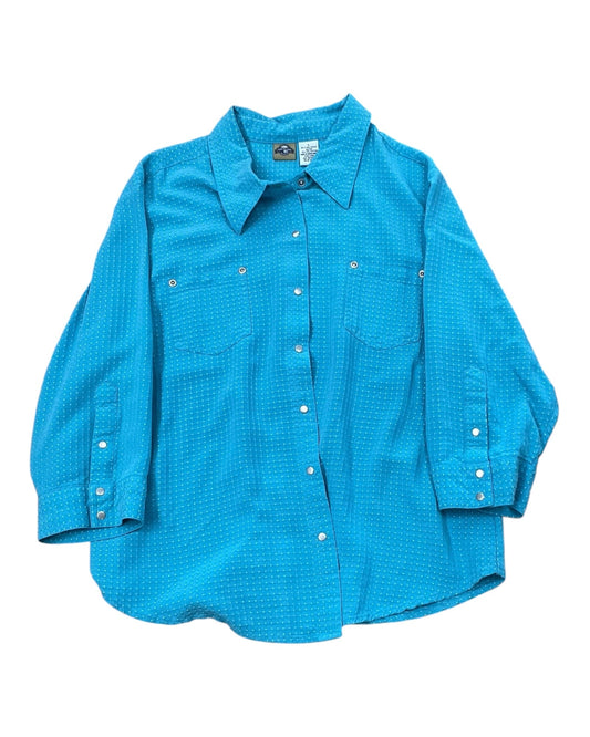 Blouse 3/4 Sleeve By Clothes Mentor In Teal, Size:L