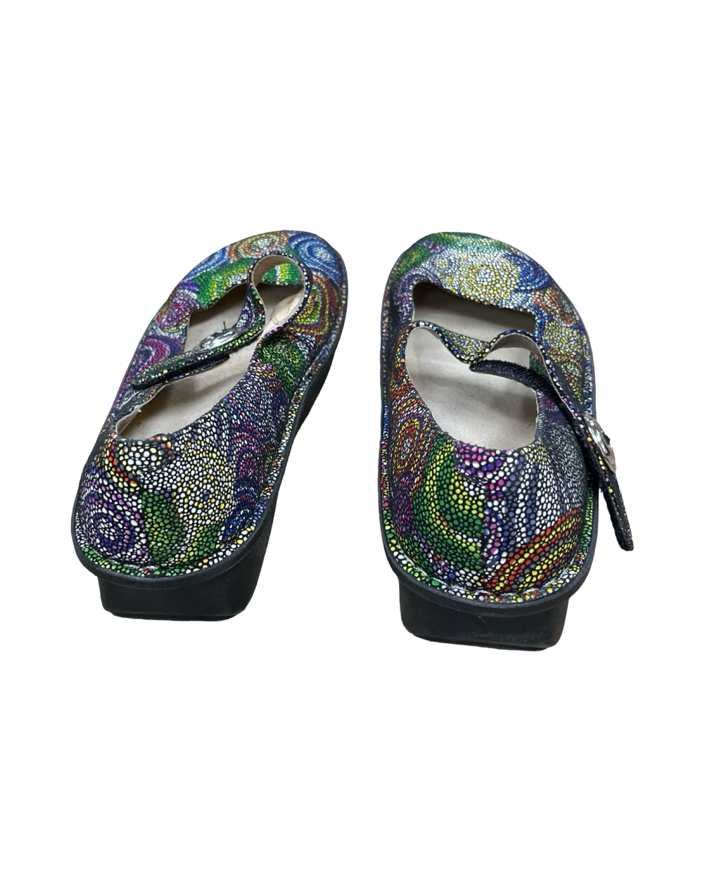 Shoes Heels Platform By Alegria In Rainbow Print, Size:11.5