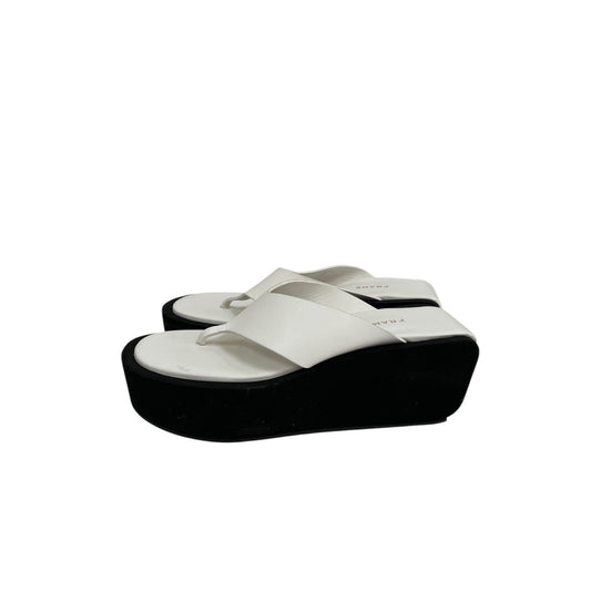 Sandals Heels Platform By Frame In White, Size:8.5