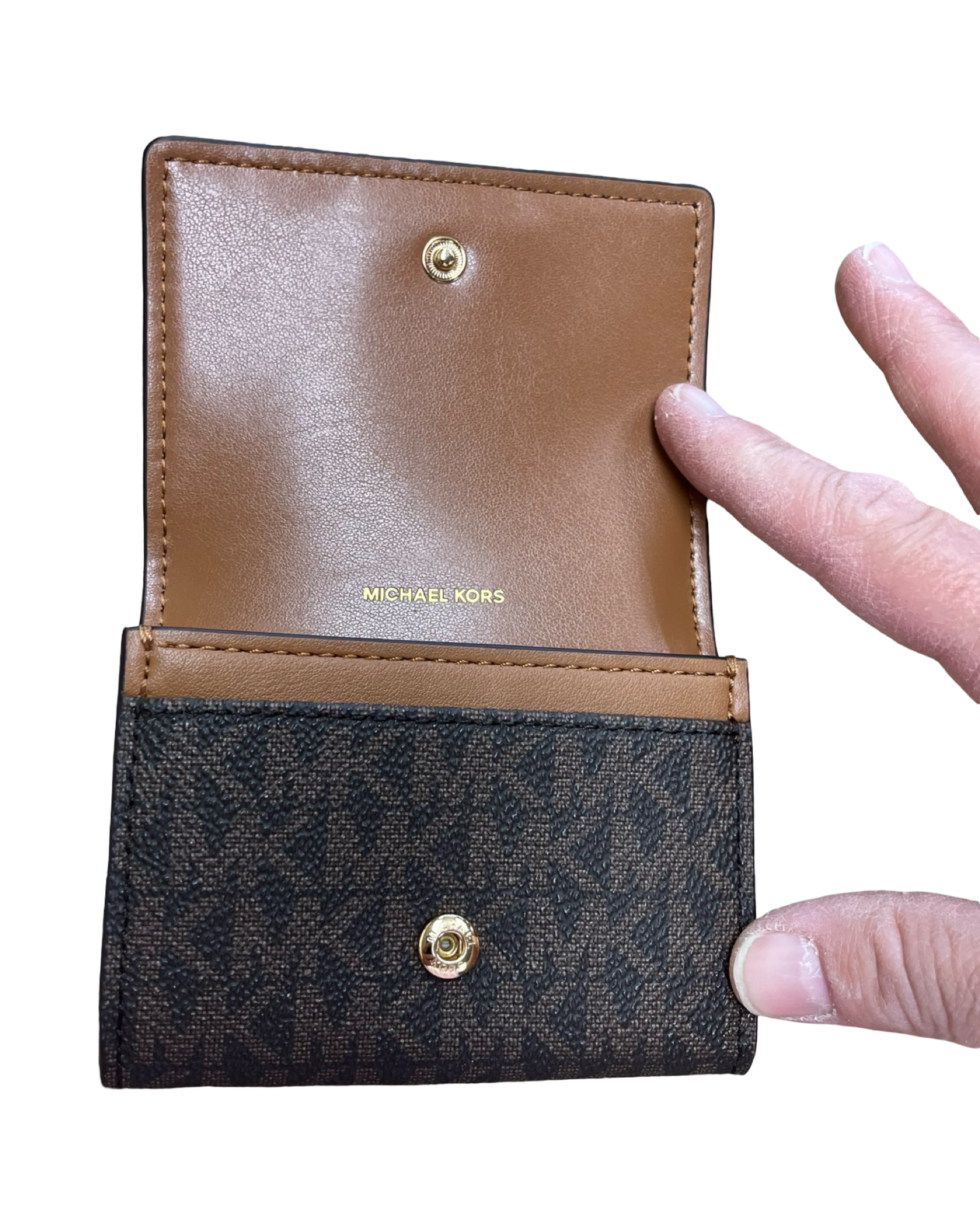 Coin Purse Designer By Michael Kors In Brown & Gold, Size:Small