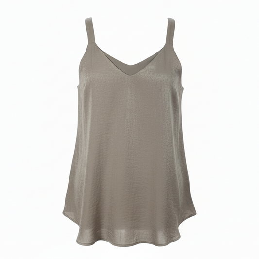 Chic and Easy Satin Tank Sleeveless By Soft Surroundings In Khaki, Size: Xs