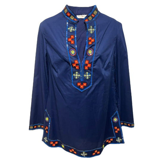 Embellished Tory Tunic Designer By Tory Burch In Blue, Size: 6