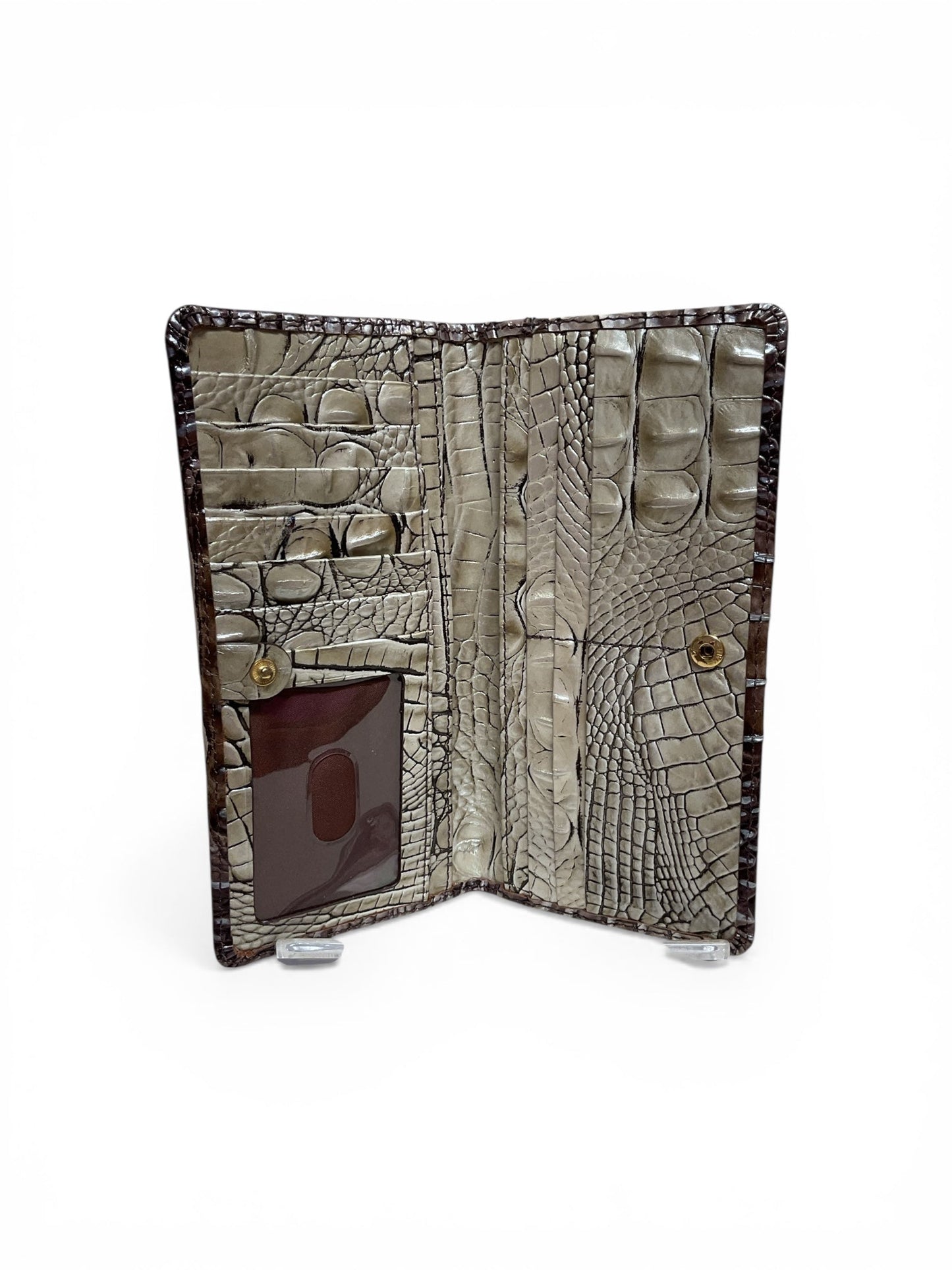 Wallet Designer By Brahmin In Brown & Cream, Size:Large