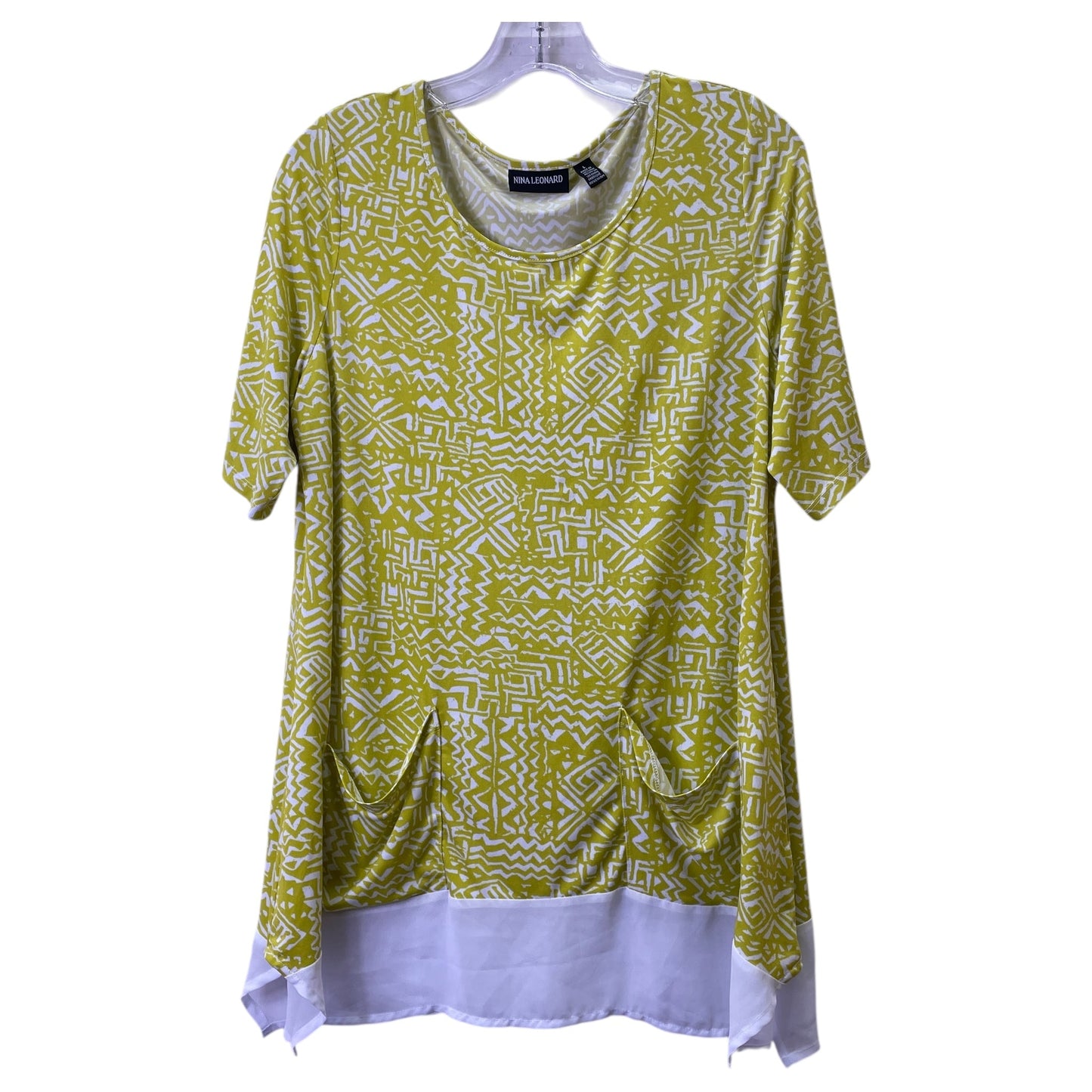 Top Ss By Nina Leonard In Chartreuse, Size:L