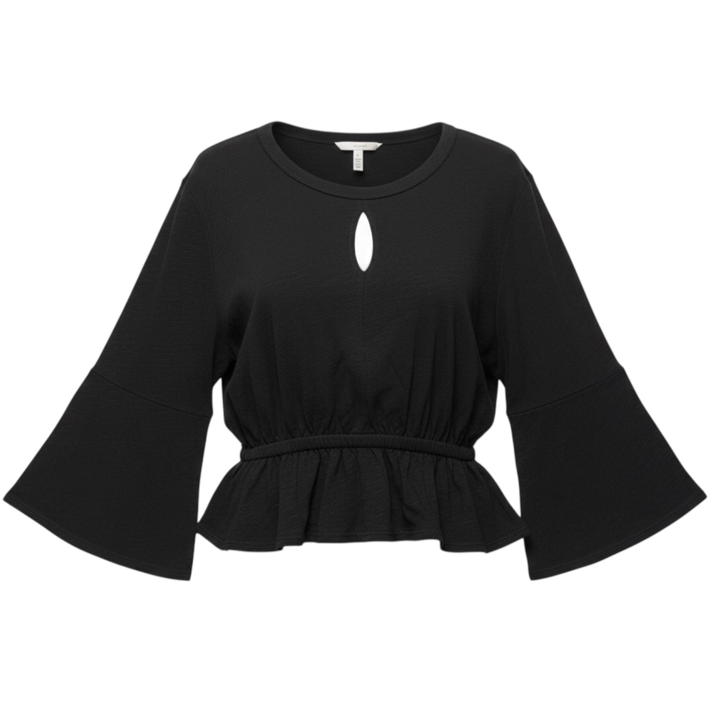 Peplum Keyhole Top Long Sleeve By Wilt In Black, Size: M