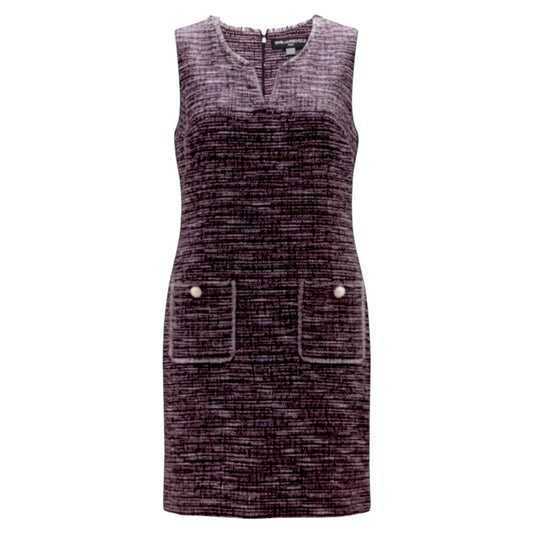 Camilo Tweed Knit Dress Designer By Karl Lagerfeld In Purple, Size: 14