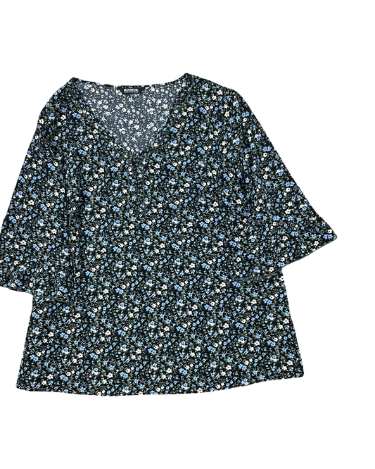 Top 3/4 Sleeve By Bloomchic In Black & Yellow, Size:2X