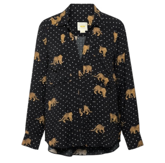 Casia Henley Top Long Sleeve By Maeve In Cheetah Print, Size: 10